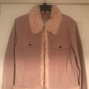 WILSON LEATHER Pink leather and fur jacket NWOT
